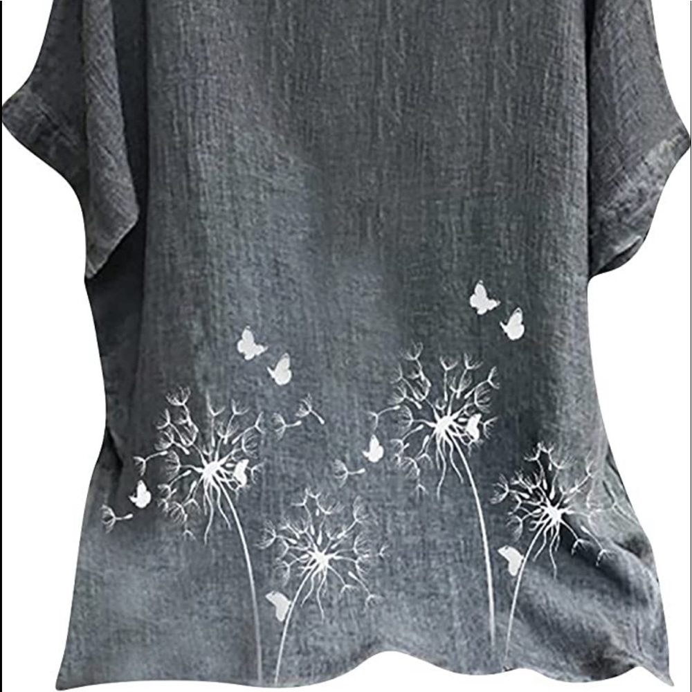New blouse xxl never worn gray with white flowers